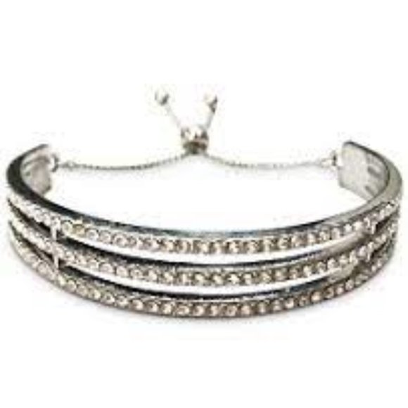 INC International Concepts Jewelry - INC Silver-Tone Pavé Triple-Row Slider Bracelet NW